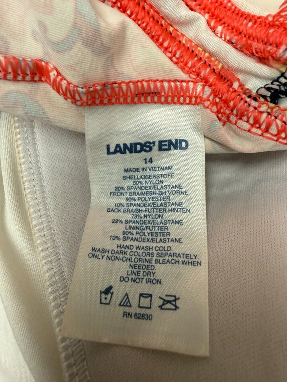 Lands End 14 High Neck Tankini Built In Bra Adjustable Straps Pink Floral - Picture 7 of 8